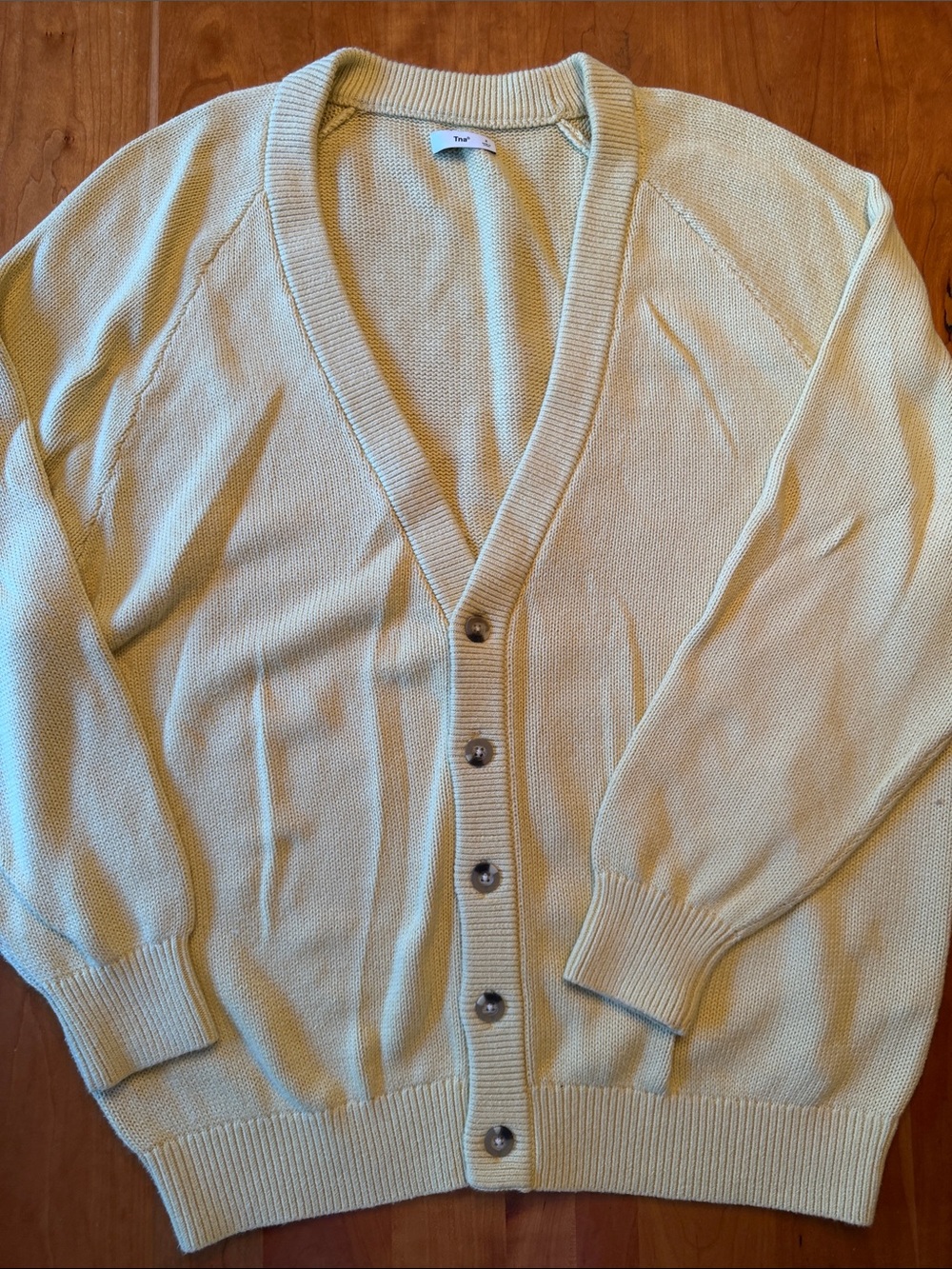Aritzia Light Yellow V-Neck Button-Up Cardigan